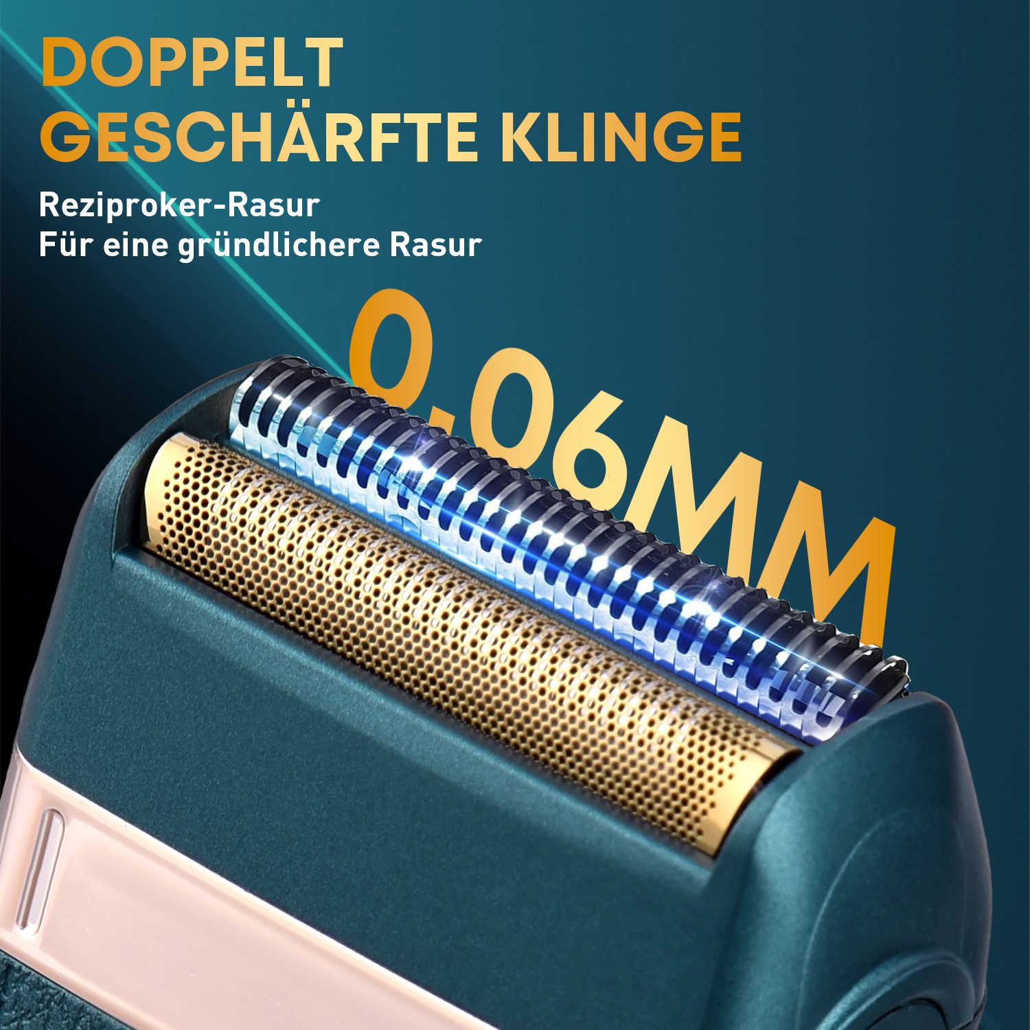 CkeyiN Elektrorasierer Herren Bartschneider Klassischer Doppelkopfrasierer Reiserasierer, Aufsätze: 1, SmartClick-Präzisionstrimmer, mit 2 Klingen 1 Folienspitzenschutz Nass- und Trockenanwendung