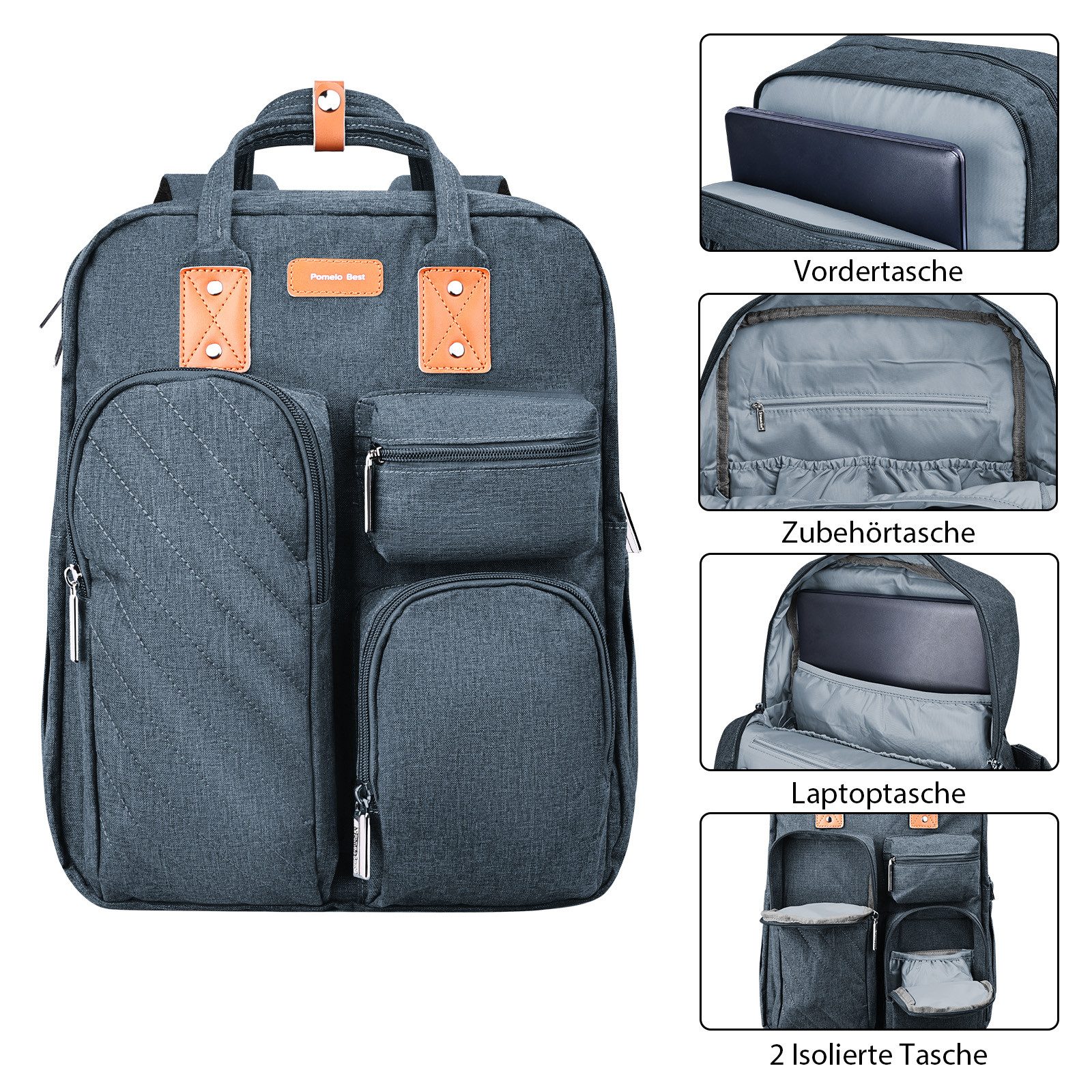 OKWISH Wickelrucksack Wickeltasche Rucksack Baby Multifunktions-Babytaschen Wärmeisolierte (Windeln Babyflasche Milchfläsche Rucksack Tasche mit Flaschenhalter, Multifunktional, Babytasche, für Mama und Papa unterwegs, mit Laptopfach), mit tragbarer mobiler Wickelauflage Schnullerhalter Kinderwagengurte