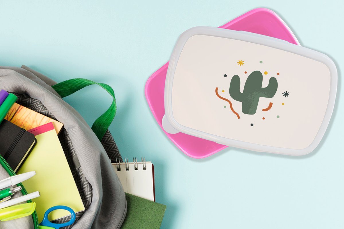 Kunststoff, Erwachsene, Lunchbox rosa - Mädchen, Sommer, - Kunststoff Kinder, Sukkulente (2-tlg), für Snackbox, Brotdose MuchoWow Brotbox Kaktus