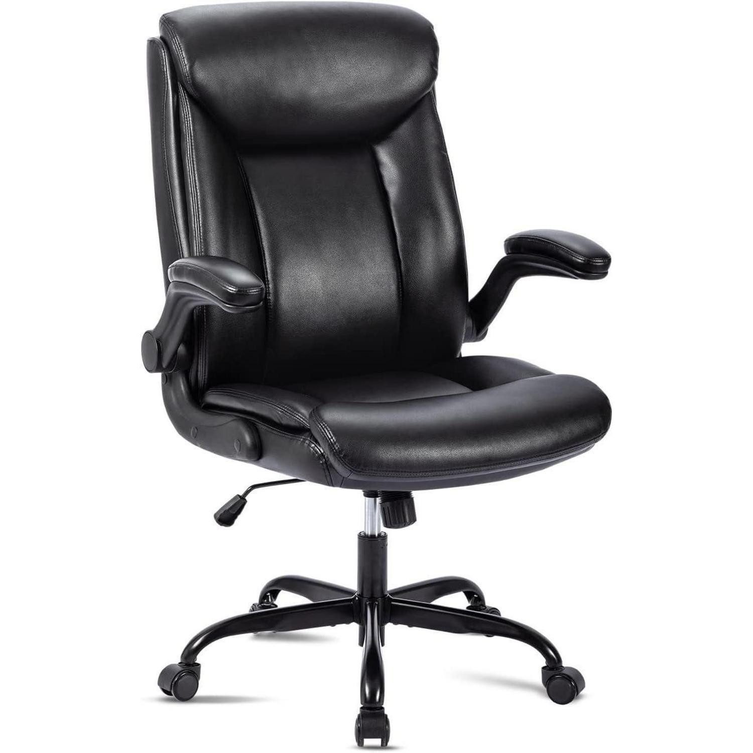 LuxusKollektion Bürostuhl Ergonomischer Bürostuhl PU Leder Schwarz höhenverstellbar mit Armlehne