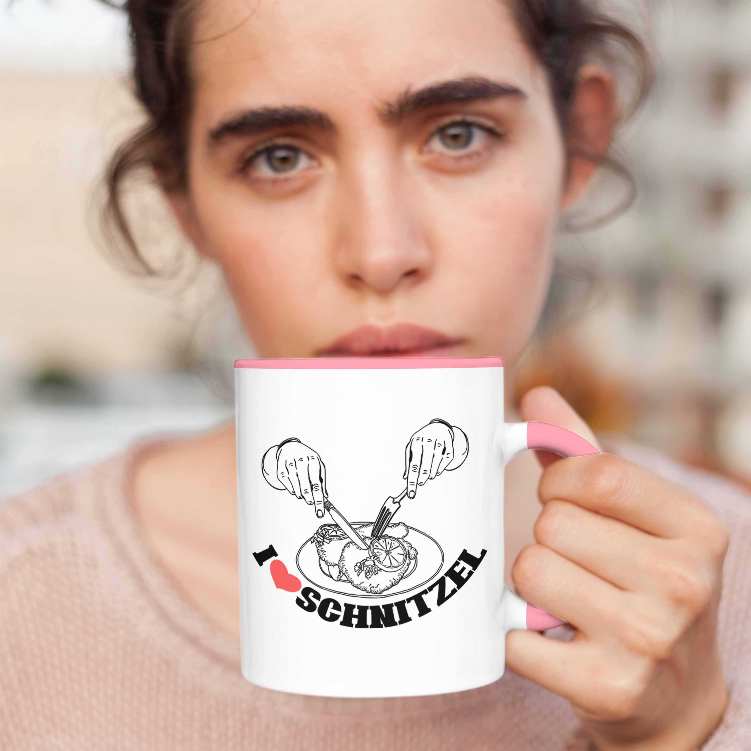 Trendation Tasse Schnitzel-Tasse Geschenk für Rosa Schnitzel-Liebhaber