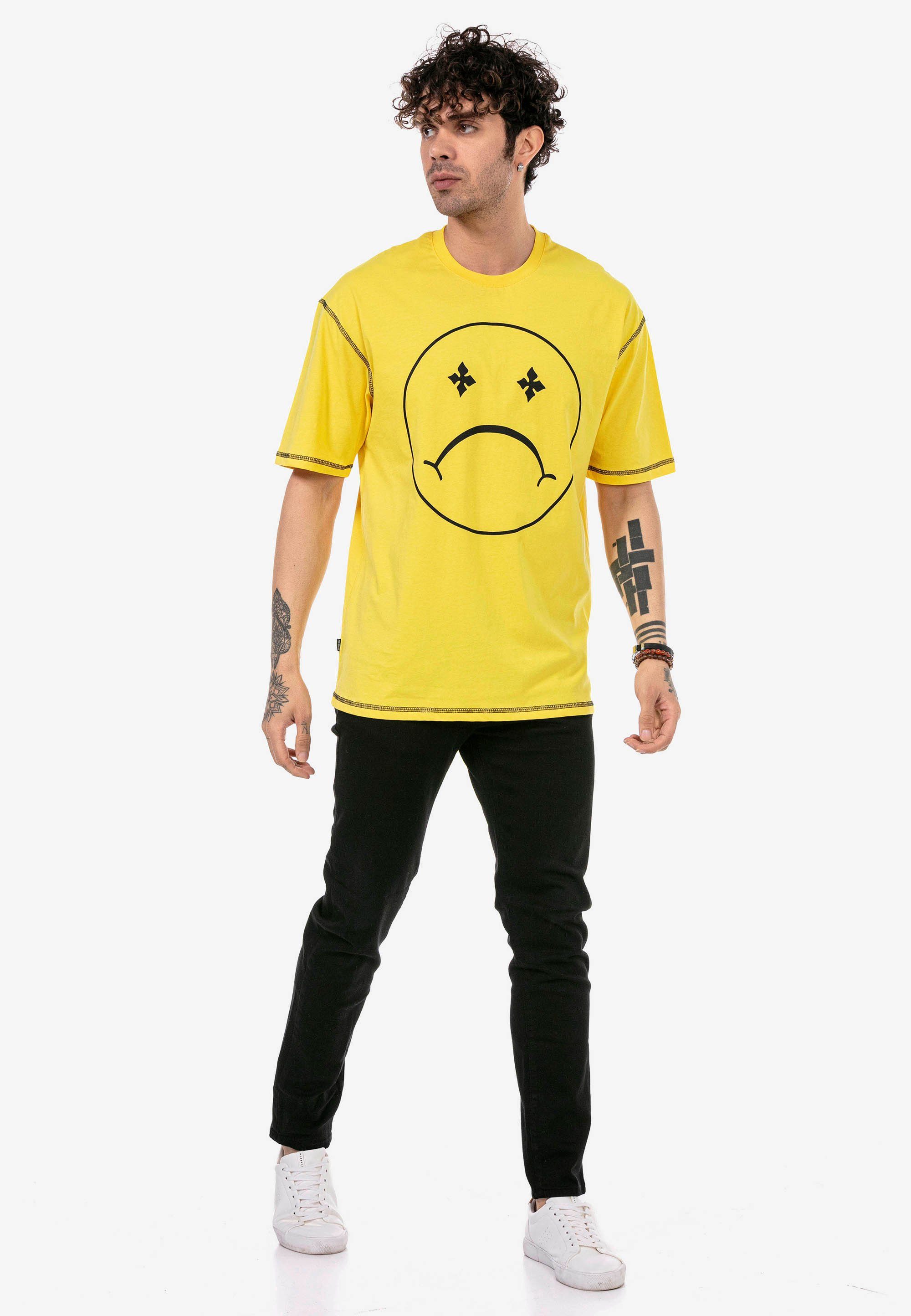 RedBridge T-Shirt Aberdeen mit modischem Sad Smiley-Frontprint