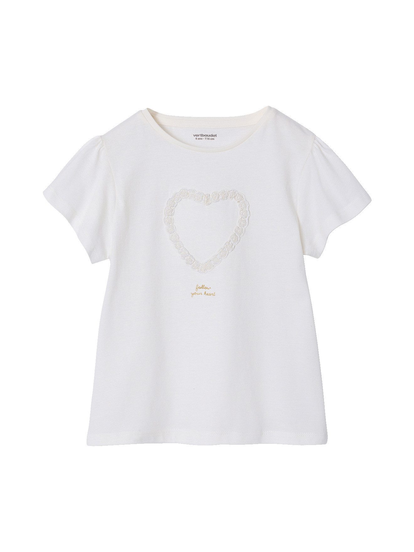 Kurzarmshirt Mädchen T-Shirt mit Herz-Applikation