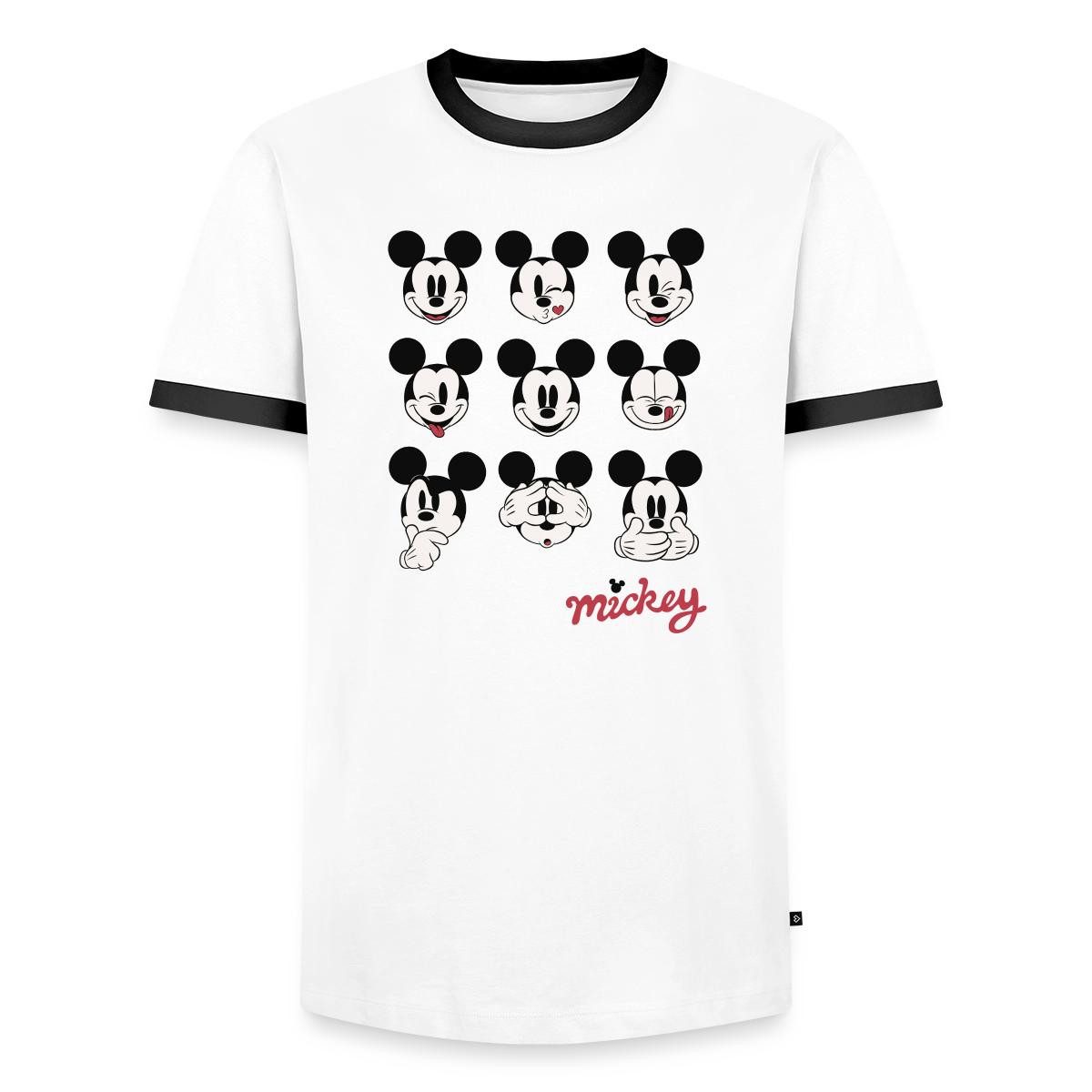 Spreadshirt T-Shirt Mickey & Minnie Mickey Mouse Gesichtsausdrücke Männer Kontrast T-Shirt (1-tlg)