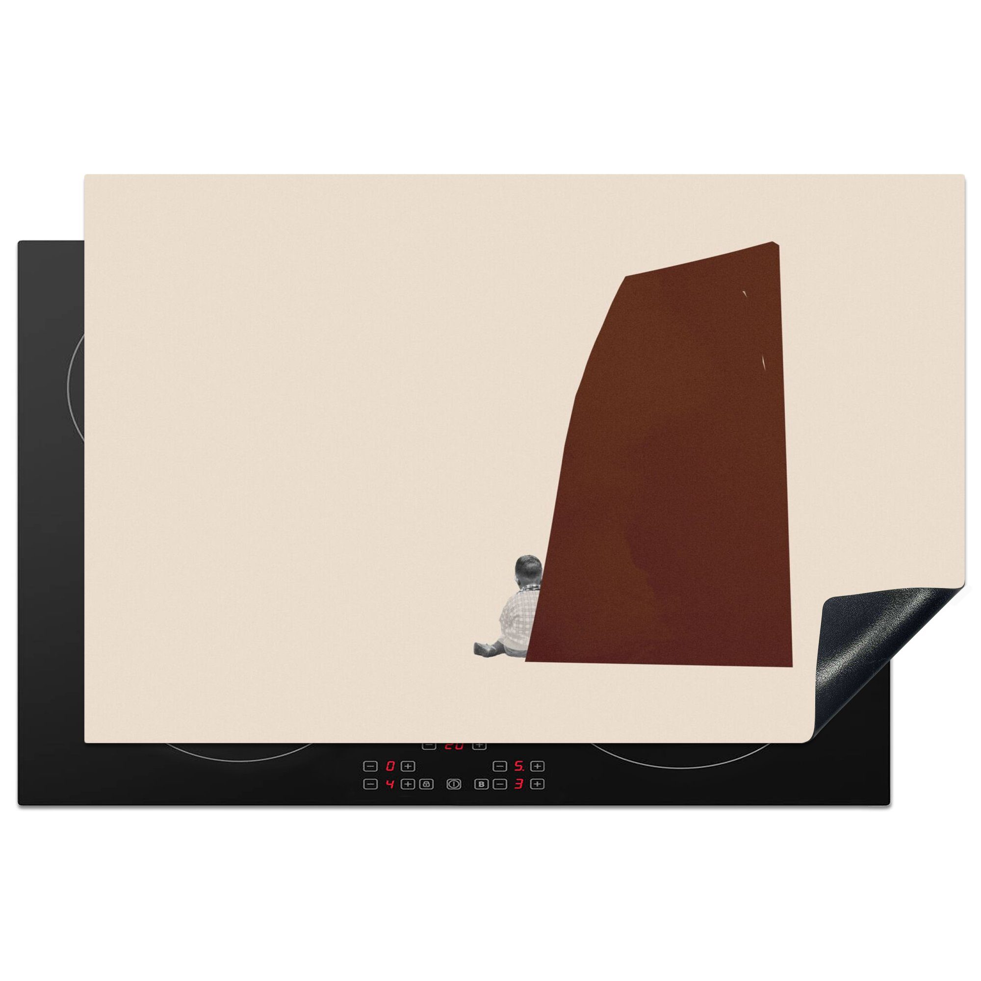 MuchoWow Herdblende-/Abdeckplatte Vintage - Pastell - Junge, Vinyl, (1 tlg), 81x52 cm, Induktionskochfeld Schutz für die küche, Ceranfeldabdeckung