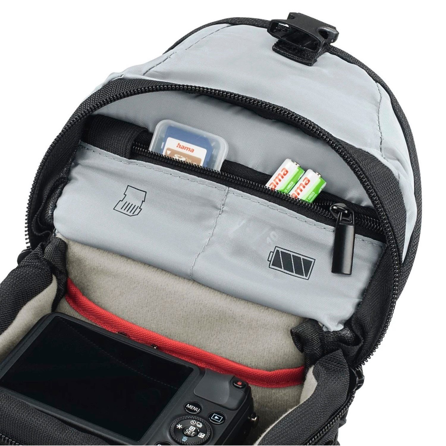 Hama Kameratasche Kamera-Tasche Pittsburgh 100 Foto-Tasche Universal (Set), Case Schultergurt Tragegriff Zubehör-Fächer Systemkamera Digitalkamera