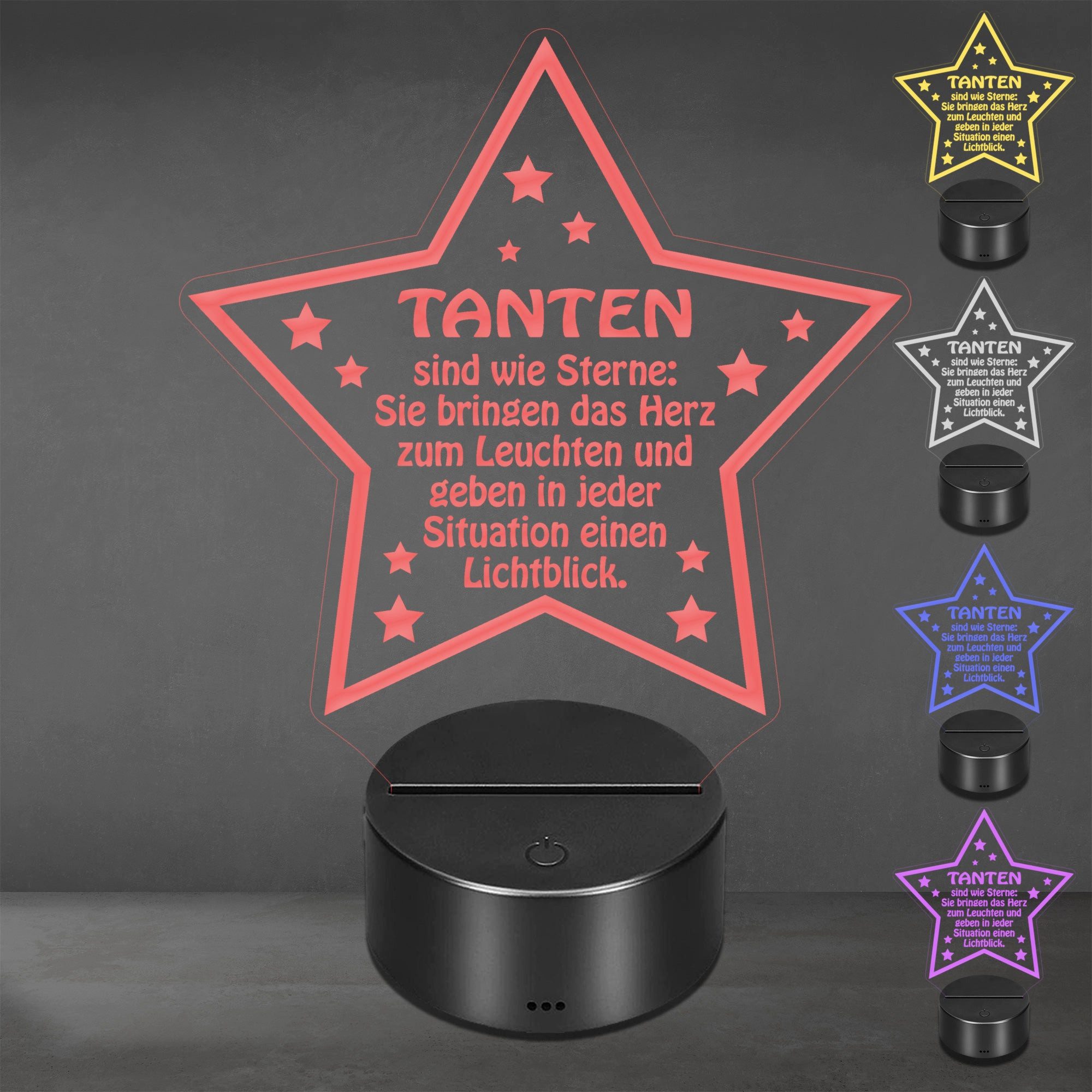 Lieblingsmensch LED Nachtlicht mit Gravur, Tanten sind wie Sterne, romantische Acryl-Lampe, LED fest integriert, Farbwechsel oder feste Farbe mit Fernbedienung & Touch, Dekolampe zur Hochzeit, Geburtstag, Weihnachten & Jahrestag