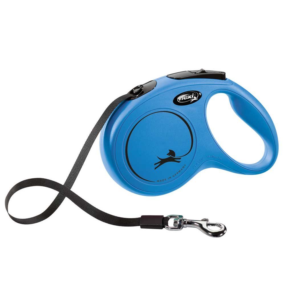 flexi Flexileine FLEXI Rollleine New CLASSIC Gurt - 5m, bis 25kg Farbe: Blau