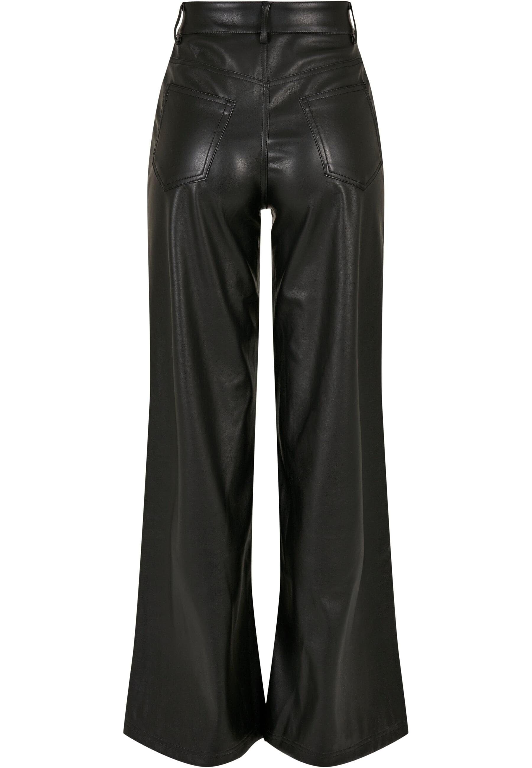 URBAN CLASSICS Stoffhose Urban Classics Damen Ladies Faux Leather Wide Leg günstig online kaufen