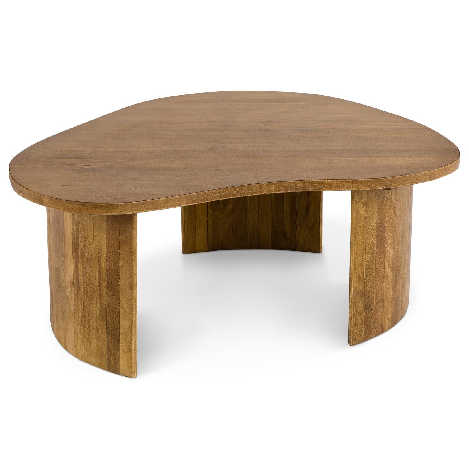 IDIMEX Couchtisch CALUA, Wohnzimmertisch aus massivem Mangoholz mit organischer Form Hellbraun