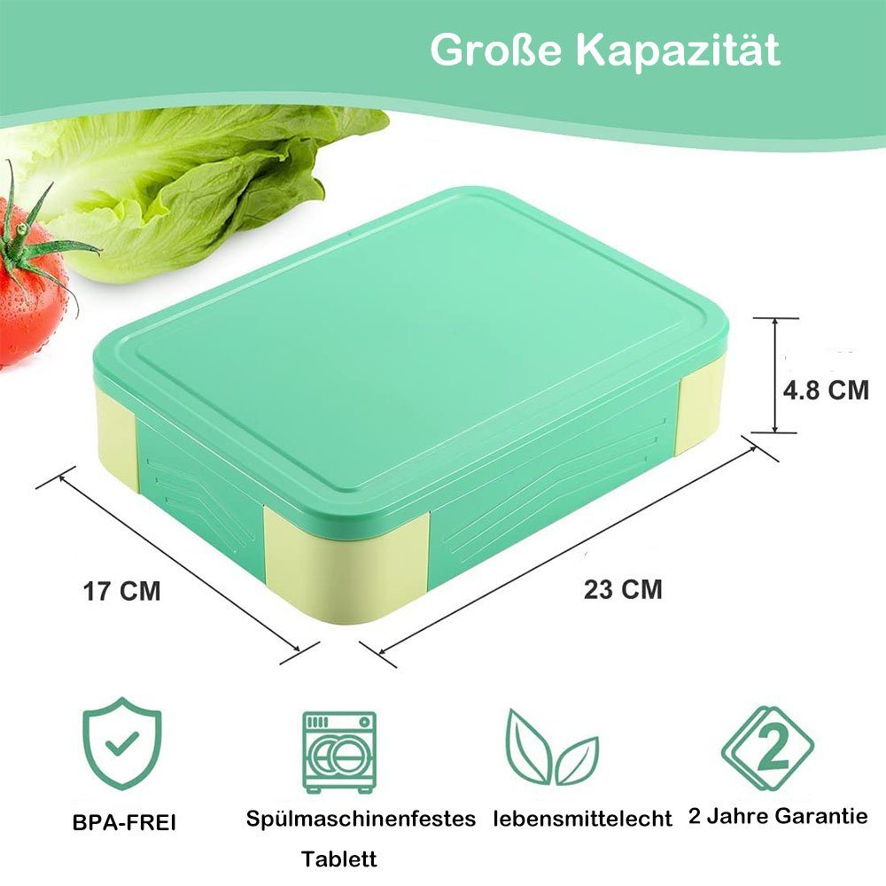 Fach mit Auslaufsichere Kindersnacks Brotdose für Lunchbox grün NUODWELL