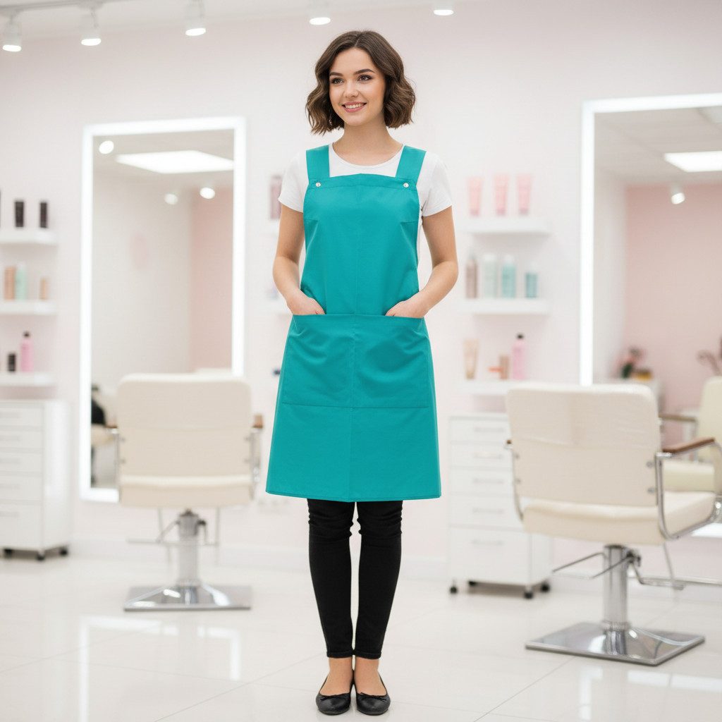 STM Company Kittelschürze Klassische Schürze mit Knopfverschluss & Taschen, Universelle Berufsschürze