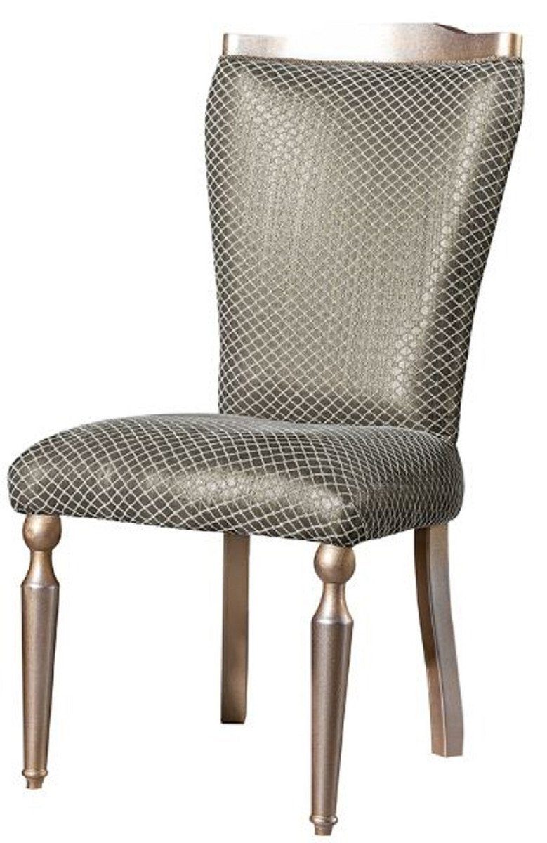 Esszimmerstuhl Luxus Barock Esszimmerstuhl Grün / Silber / Kupfer / Gold - Handgefertigter Massivholz Küchenstuhl - Esszimmer Möbel im Barockstil