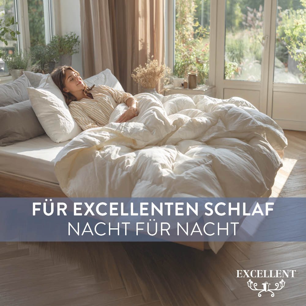 Excellent Daunenbettdecke + 3-Kammer-Kopfkissen Venedig, 2-tlg, hergestellt in Deutschland, verschiedene Größen, Füllung: Bettdecke: 90% Daunen, 10% Federn, Bez – Bild 3 von 5