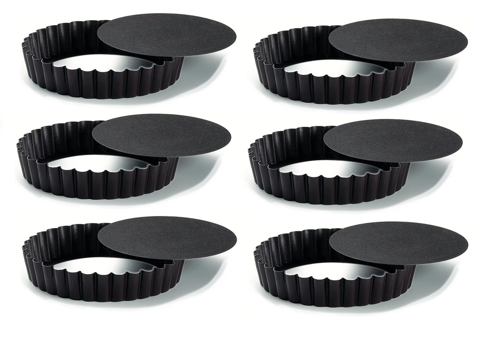 Schneider GmbH Backform Quicheform Kuchenform Obstkuchenform Boden herausnehmbar Rund gewellt, (6-tlg)