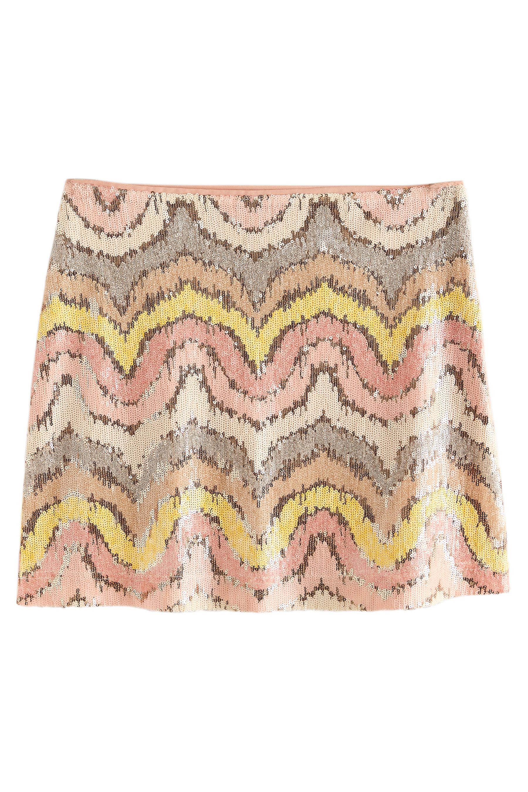 Paillettenrock Paillettenrock Minirock Wellendesign