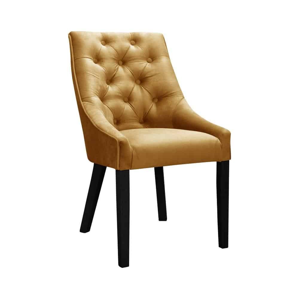 Stuhl, 1x Chesterfield Polsterstuhl Esszimmer Textil Stuhl Lounge JVmoebel Fernseh Sessel Gelb Sitz