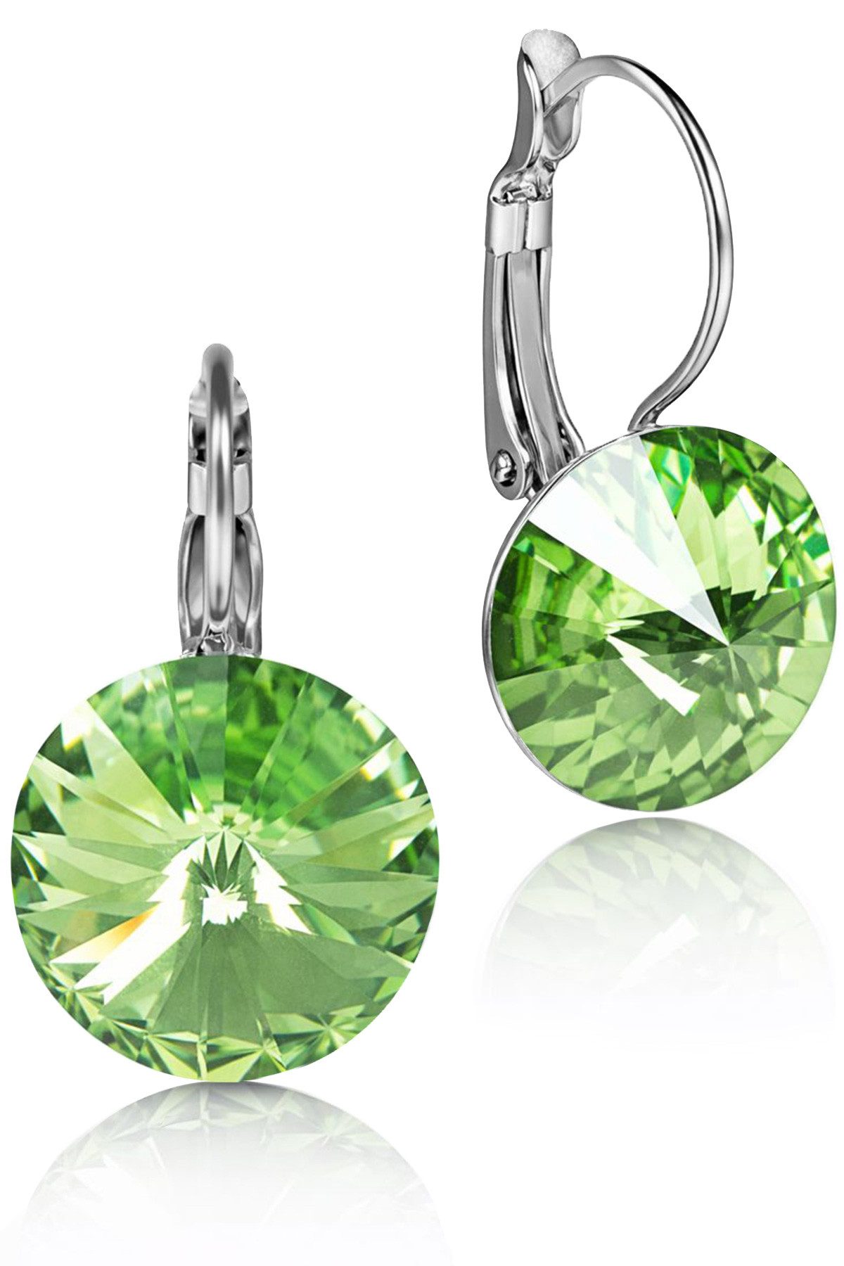 LUISIA® Paar Ohrhänger Silberne Ohrringe "Rivoli" mit 12 mm Kristallen von Swarovski® (2-tlg., inkl. Schmuckbox), Große Farbauswahl