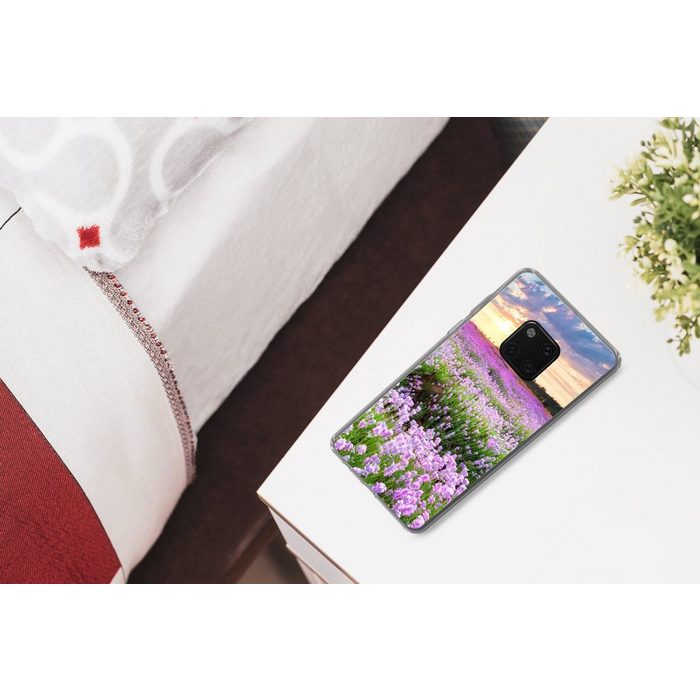 MuchoWow Handyhülle Lavendel - Blumen - Sonnenuntergang - Lila - Wiese Handyhülle Huawei Mate 20 Pro Handy Case Silikon Bumper Case OR12319