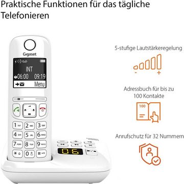 Gigaset Gigaset AS690A, Schnurloses Telefon mit Anrufbeantworter Schnurloses DECT-Telefon (Mobilteile: 1, Freisprechen & Anrufschutz & kontrastreiches Display)