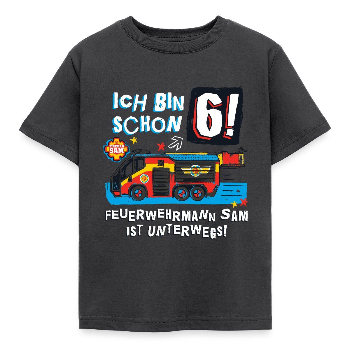 T-Shirt Feuerwehrmann Sam Geburtstagsdesign 6 Jahre Kinder T-Shirt