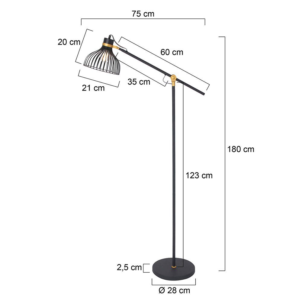 inklusive, Stehlampe Leuchtmittel Wohnzimmerlampe nicht Stehleuchte LIGHTING gold Steinhauer schwarz Gitter Stehlampe,