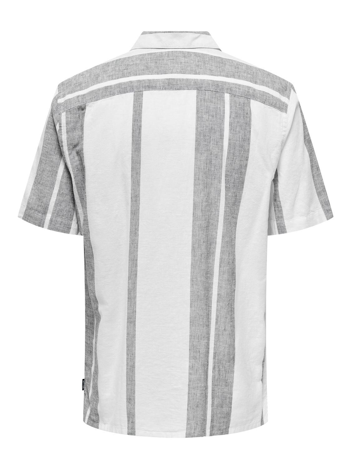 ONLY & SONS Kurzarmhemd Kurzarm Resort Kragen Knopfleiste ONSCAIDEN LIFE STRIPE LINEN RESORT NOOS