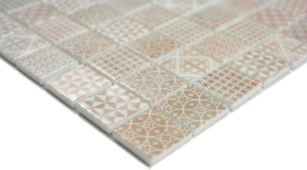 Mosani Mosaikmatten Mosaikfliesen Mosaikfliesen beige matt Glasmosaik / Recycling 10
