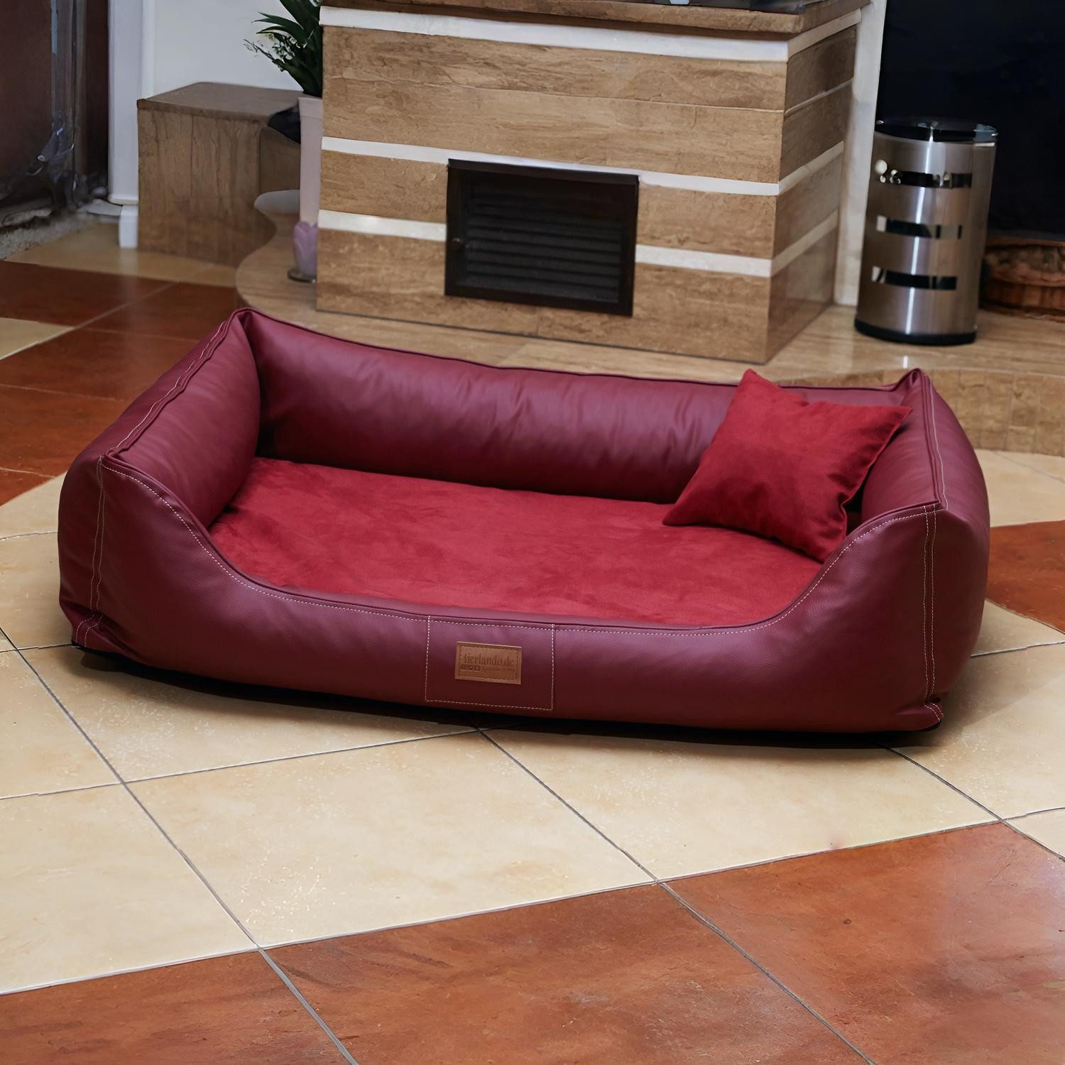 Thumbnail - tierlando® Tierbett MADDOX VIP Orthopädisches Hundebett VISCO Velours Kunstleder