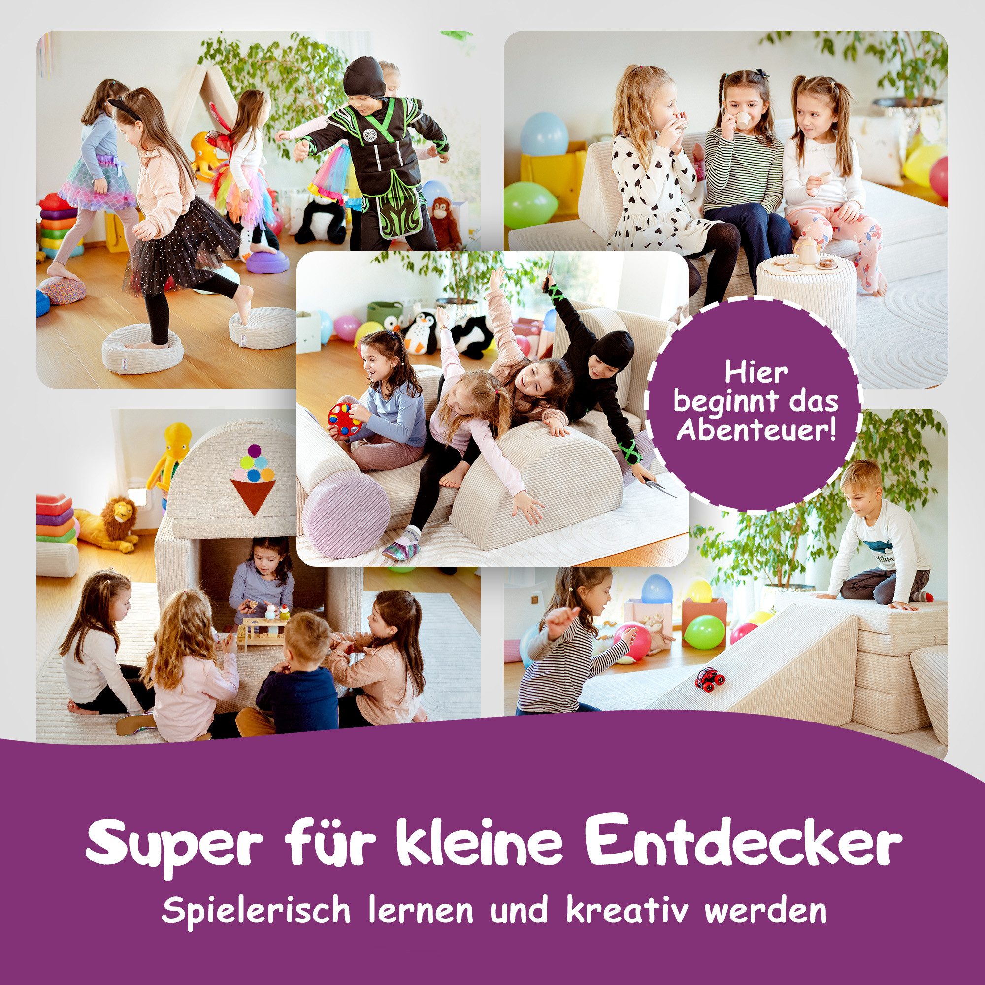 Linodino Kindersofa Magisches Tor – Spielsofa Add-on mit Bögen, Kindersofa Bauteil, Spielsofa Add-on