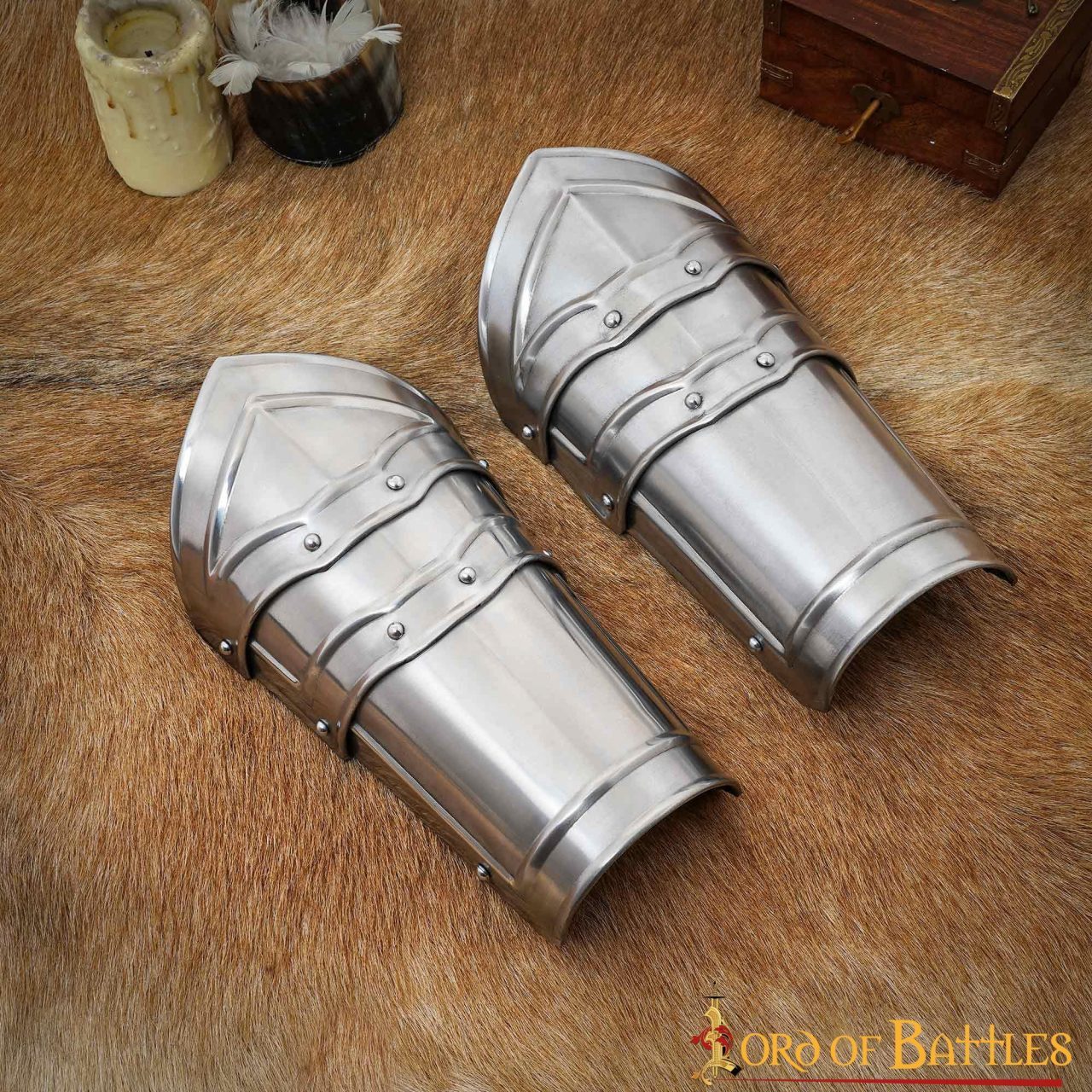 Lord Of Battles Ritter-Kostüm mittelalterliche Fantasy Stahlarmschienen Armpanzer