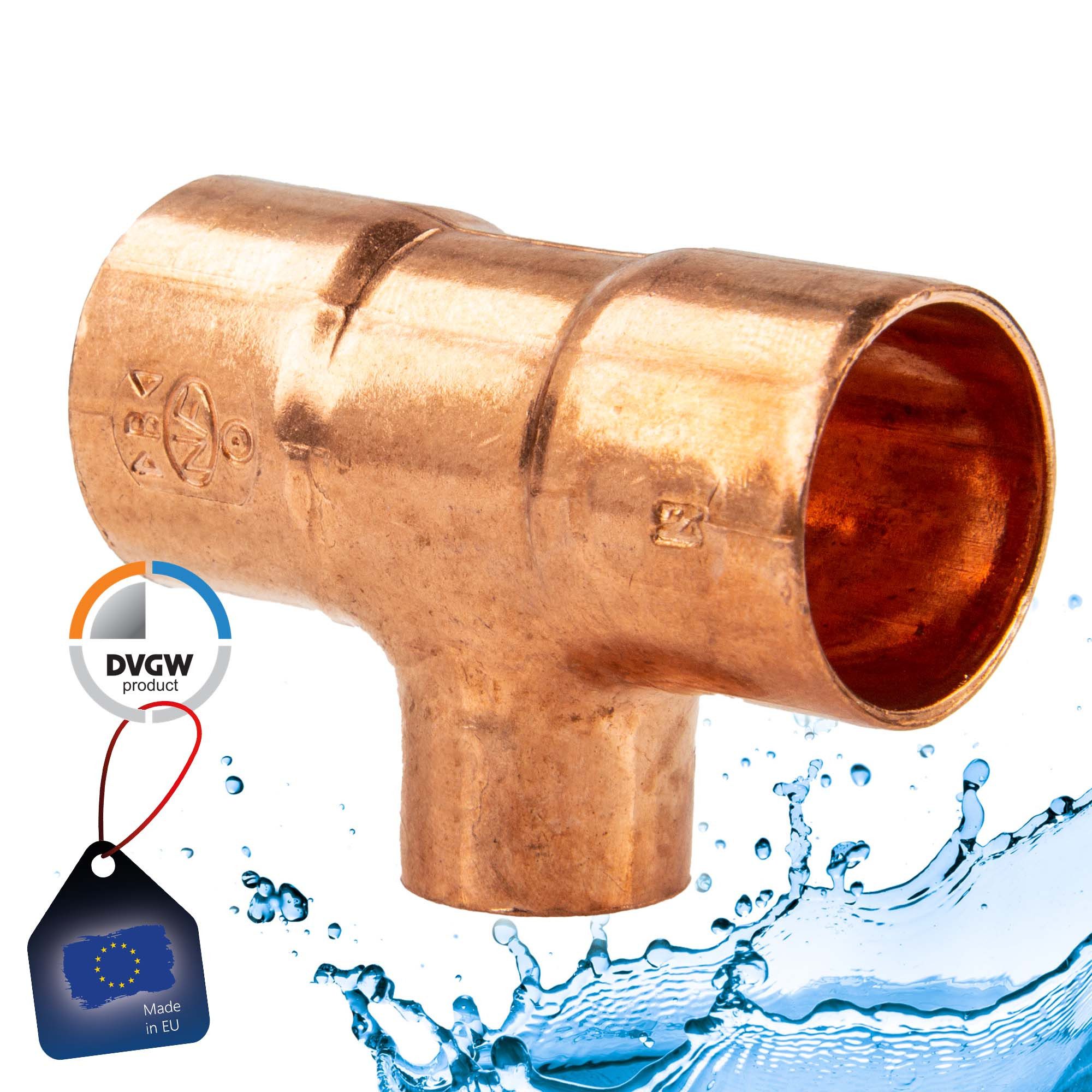 Conex Bänninger Lötfitting Kupfer-T-Stück reduziert - Typ 5130R, DVGW, 15 x 12 x 15 mm