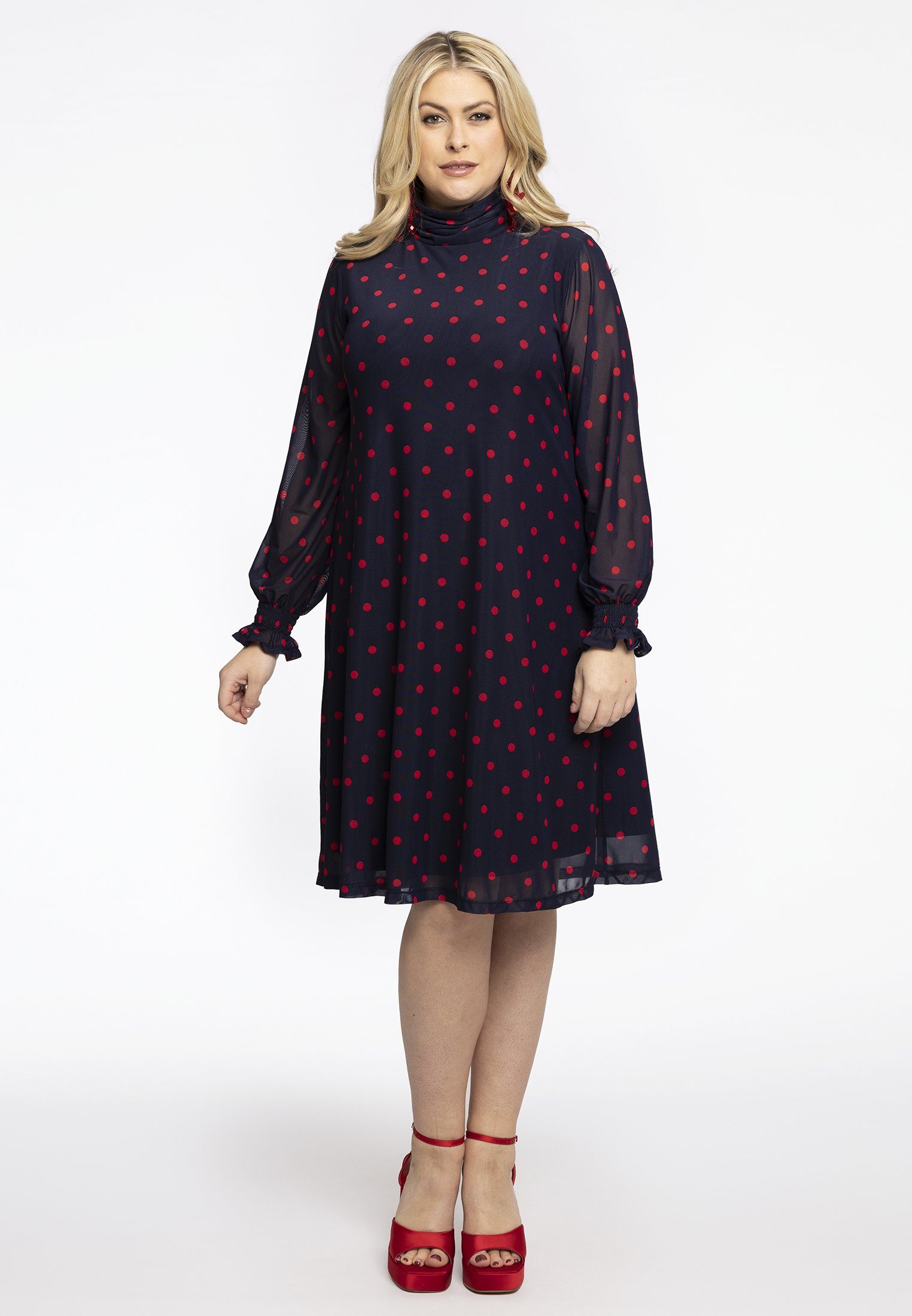 YOEK A-Linien-Kleid Damen Kleid Große Größen mit Punkten