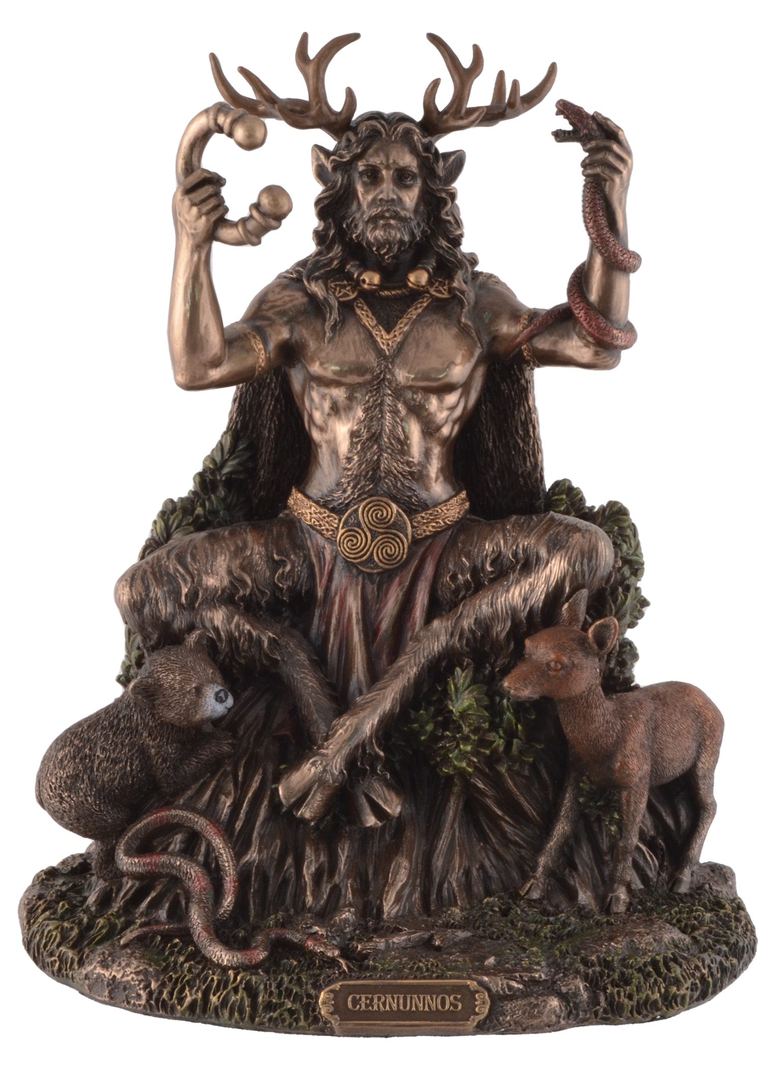 Vogler direct Gmbh Dekofigur Veronese, von bronziert, Natur Hand bronziert Gott LxBxH kelt. Cernunnos ca. der by 19x15x23cm