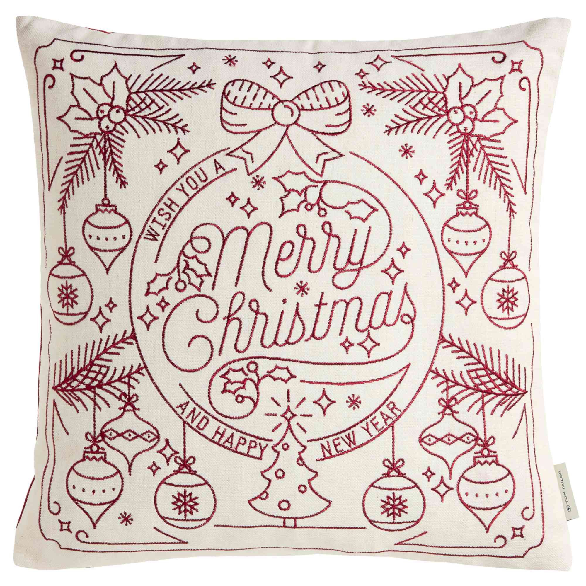 TOM TAILOR Kissenhülle WEIHNACHTSKISSEN Zierkissenhülle, (1 Stück), 45 x 45 cm in Dunkelrot