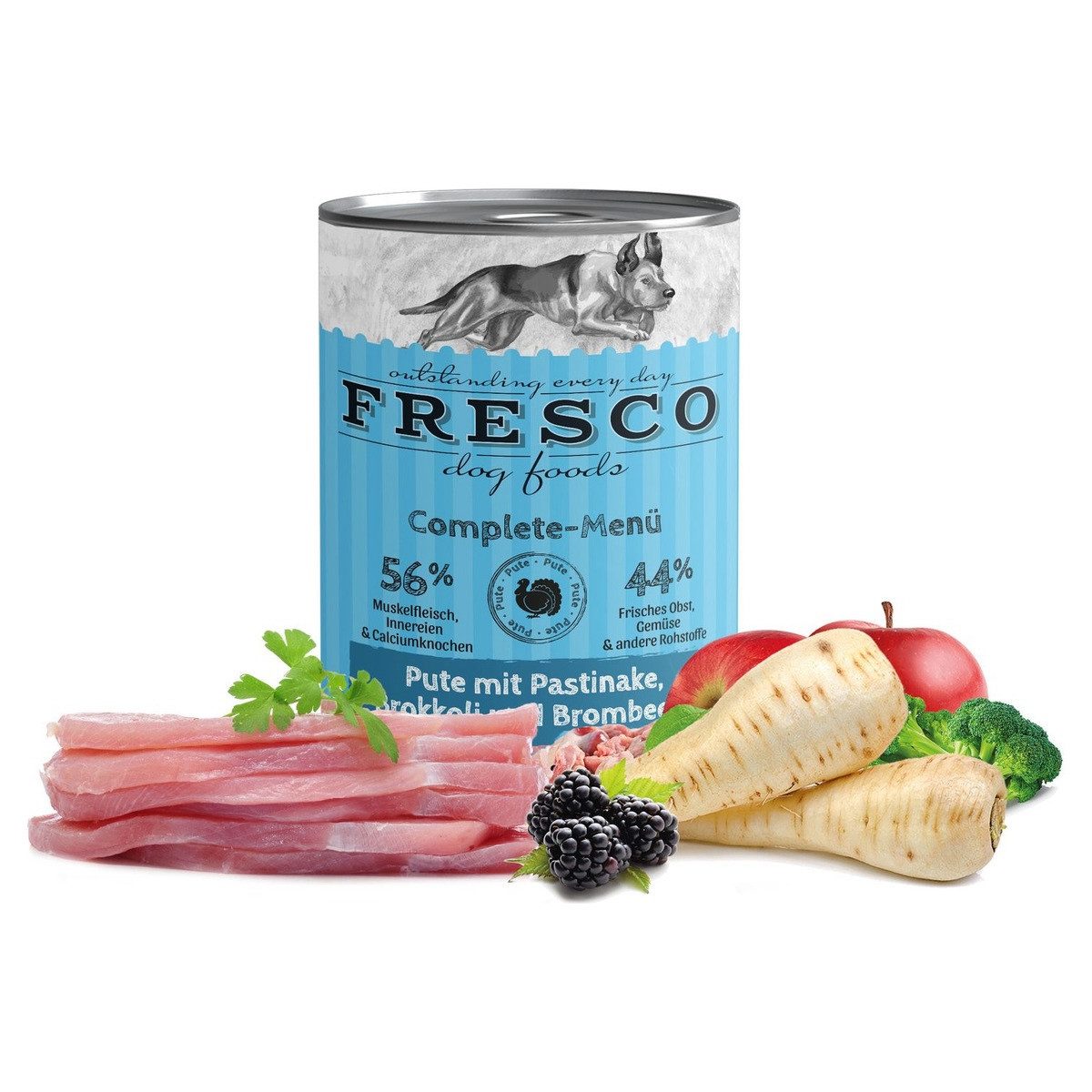 Fresco Complete-Menü Pute mit Pastinaken, Brombeeren und Löwenzahn 400 g -, für: Hund