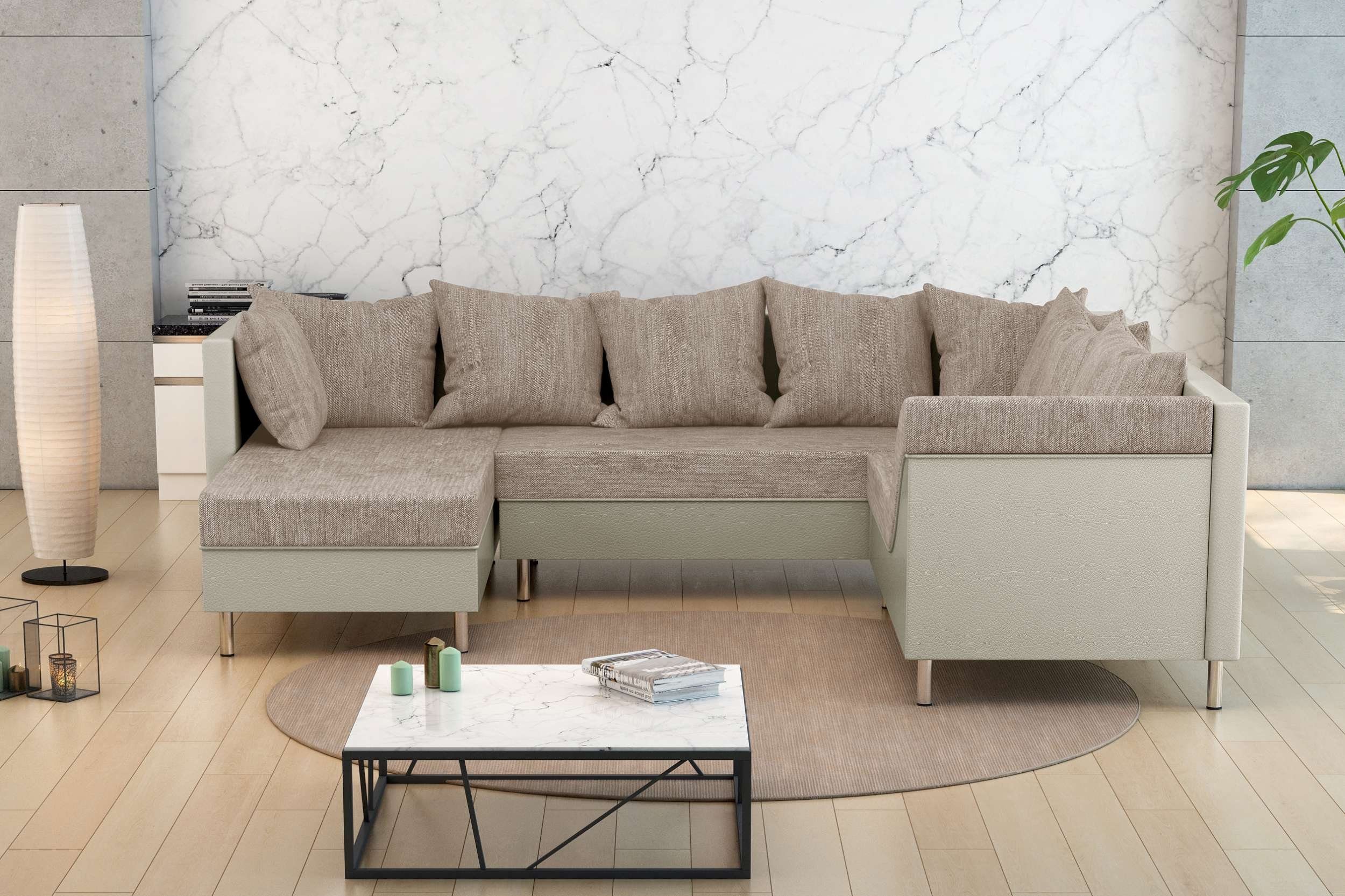 Stylefy Wohnlandschaft Lotos, Sofa, bestellbar, Modern in mane stellbar, links frei rechts Europa oder U-Form, Design, made im Raum