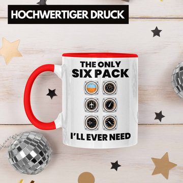 Trendation Tasse Trendation - Pilot Geschenk Tasse Flugzeug Fliegen Geschenkidee Piloten Kaffeetasse Flugzeug Grafik Sixpack