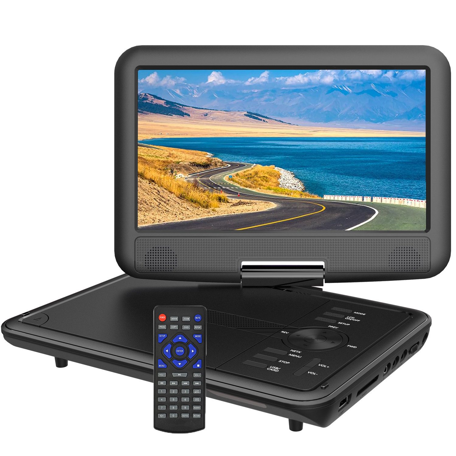 Boifun 11.5" Tragbarer DVD Player Tragbar mit 9.5" HD-Schwenkbildschirm Portabler DVD-Player (Unterstützung für USB/TF-Karte/AV-Übertragung, 32 GB Festplatte, Unterstützung Sync TV/USB/TF-Karte)