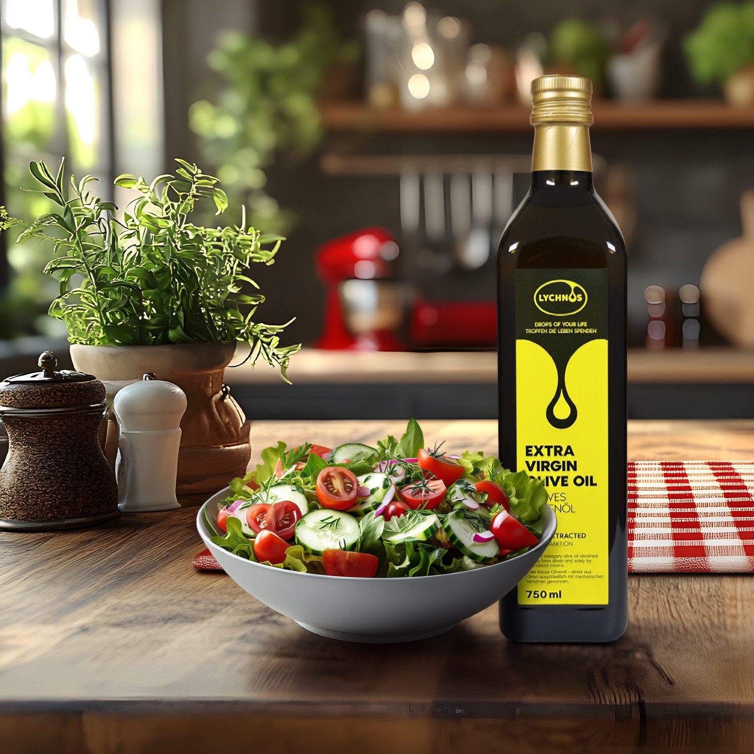 LYCHNOS Speiseöl Natives Olivenöl Extra – Kaltgepresst, Naturrein & Aromatisch 750ml, 750 ml, 100 % Natürlich, Neue Ernte