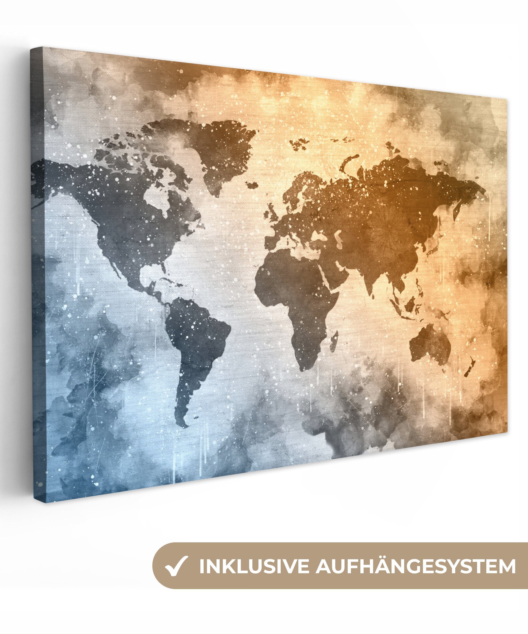 OneMillionCanvasses® Leinwandbild Weltkarte - Abstrakt - günstig online kaufen