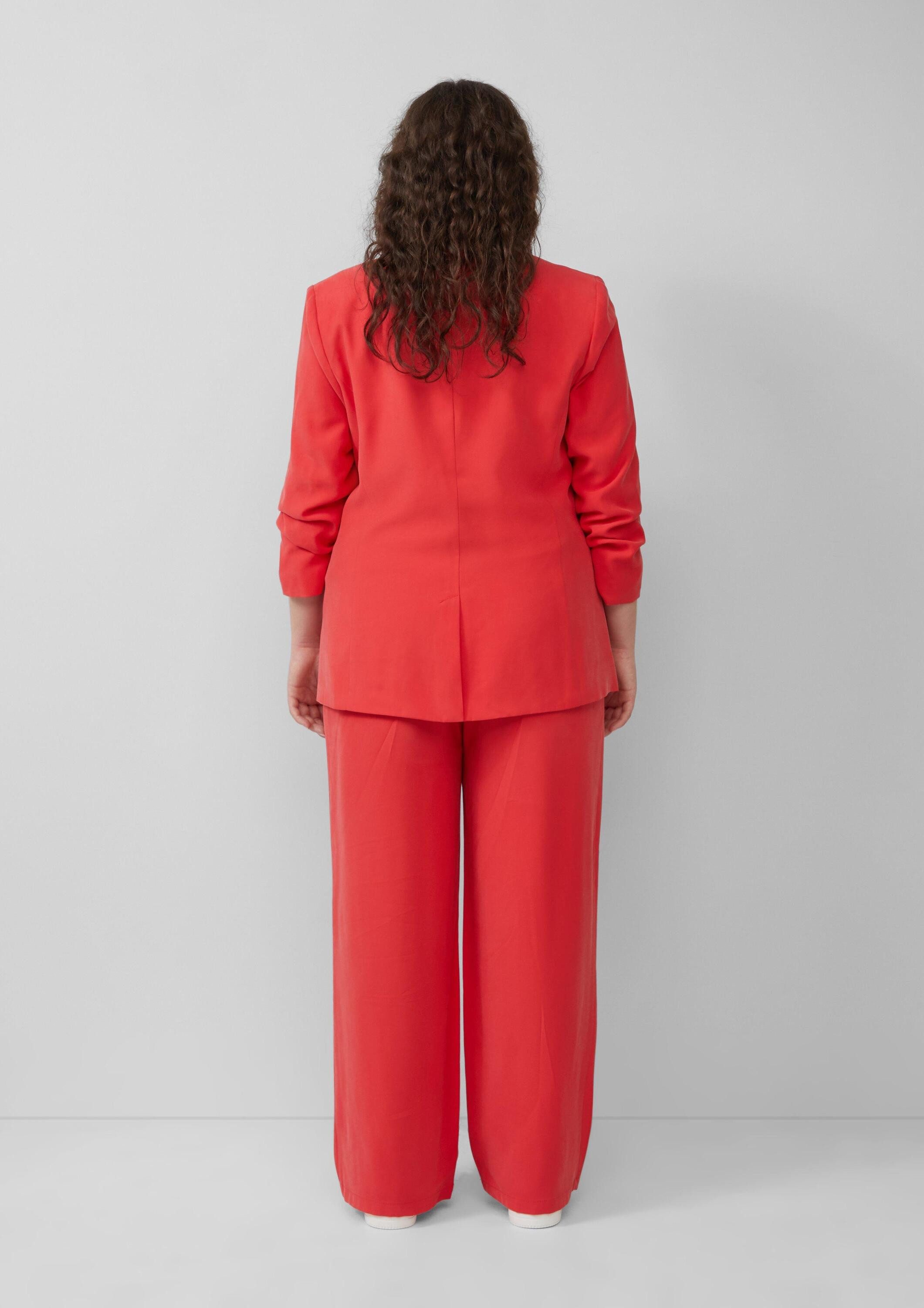 s.Oliver Jackenblazer Indoor-Jacke Langer Blazer aus Viskosemix mit Raff-Detail am Ärmel