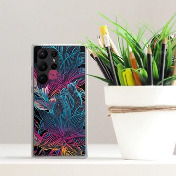 DeinDesign Handyhülle Neon Blumen bunt Neon Flower Power, Samsung Galaxy S23 Ultra Silikon Hülle Bumper Case Handy Schutzhülle