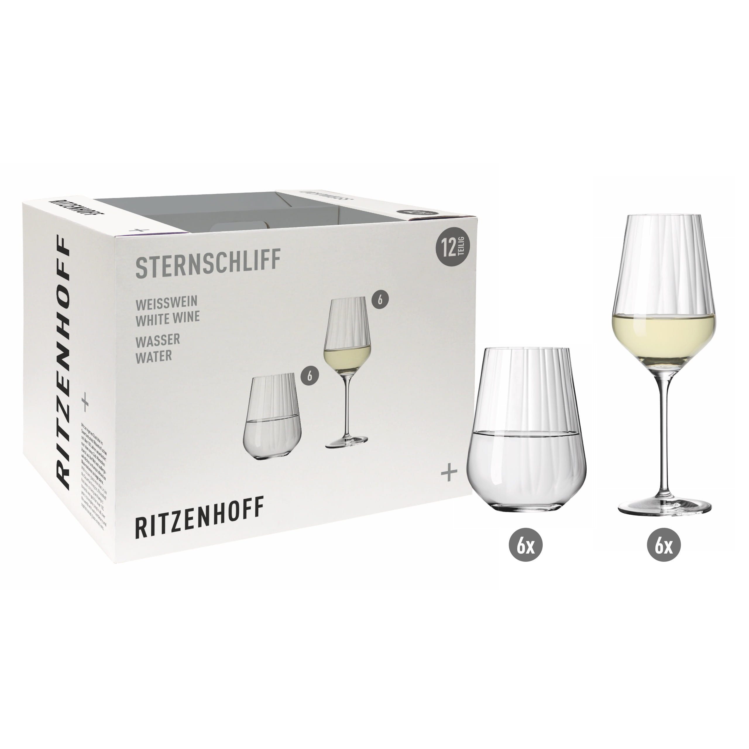 Ritzenhoff Gläser-Set Sternschliff, Kristallglas