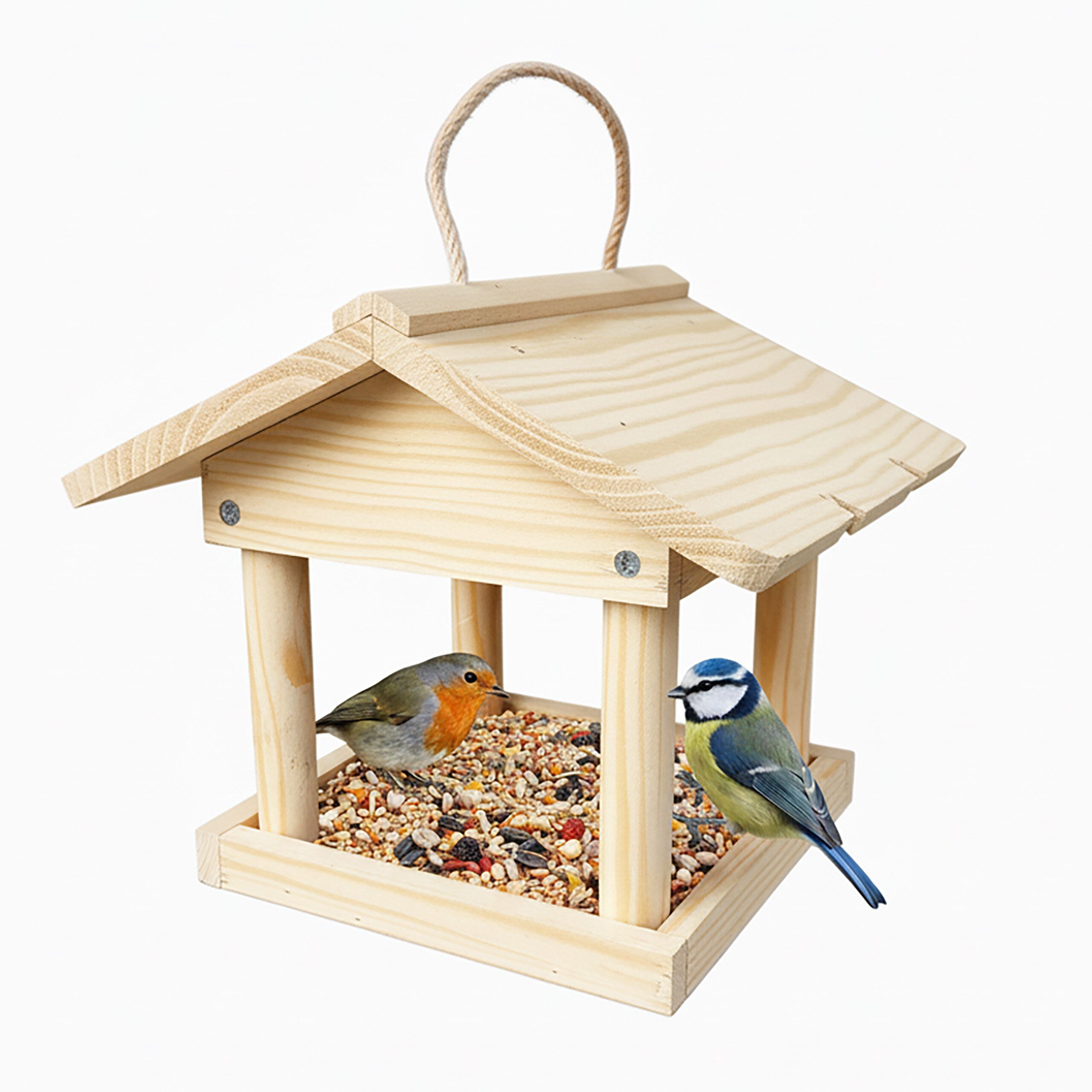 relaxdays Vogelhaus Vogelfutterhaus zum Aufhängen, natur günstig online kaufen