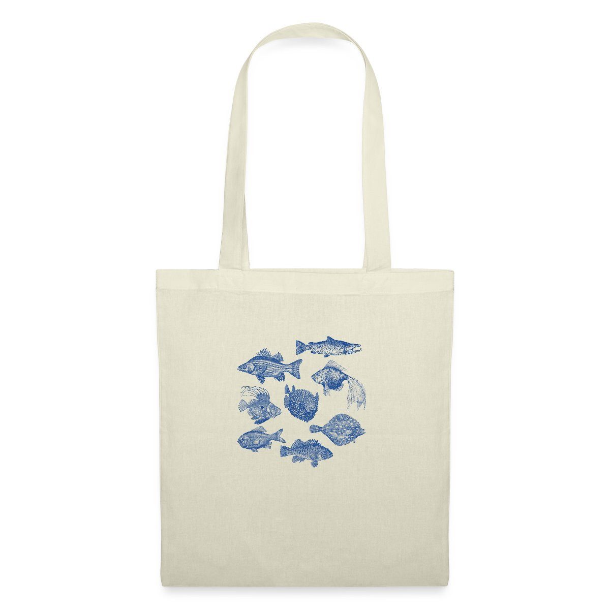 Spreadshirt Henkeltasche Fische Sommer Seaside Urlaub Meer Illustration Stoffbeutel (1-tlg)