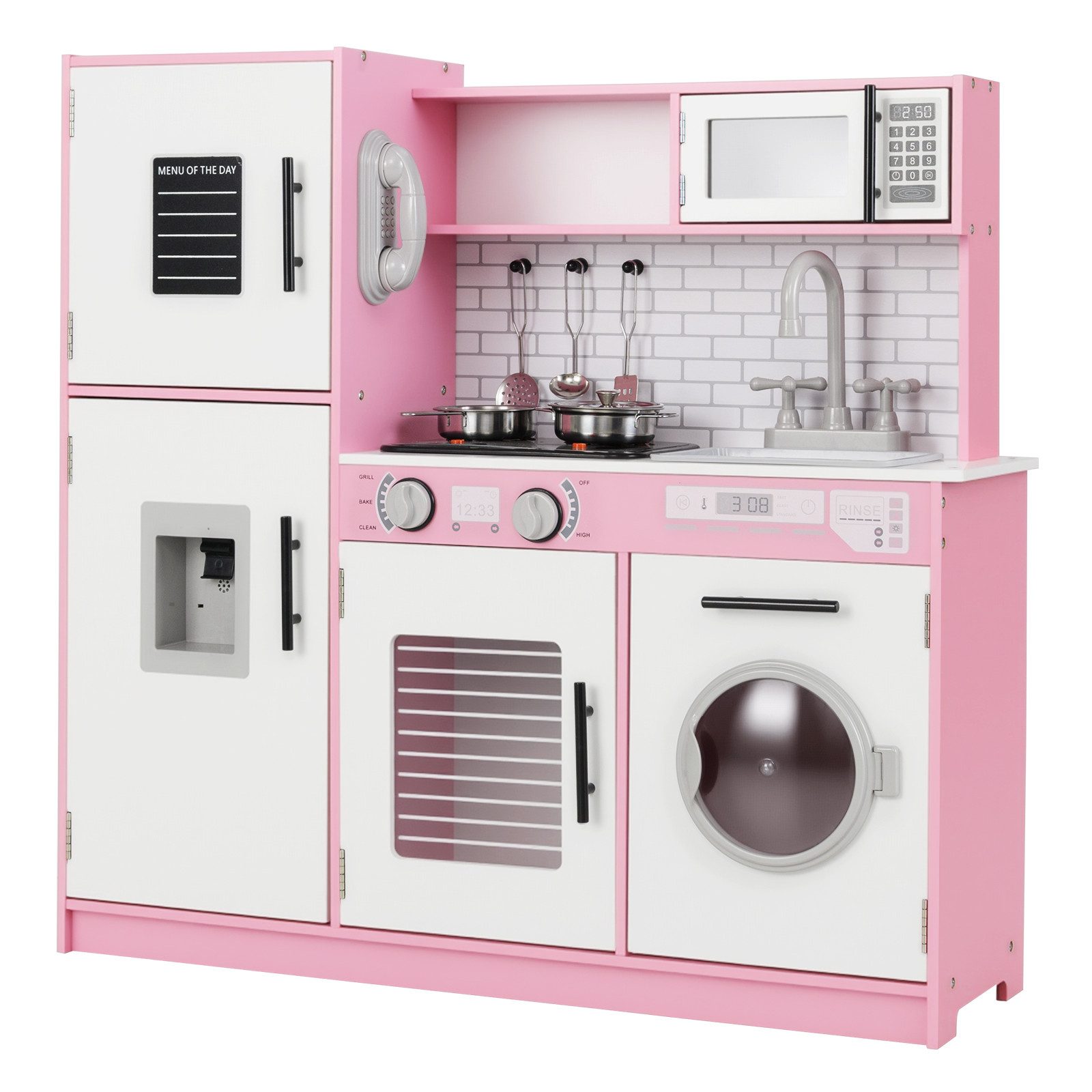 COSTWAY Spielküche Holz, Kinderküche, 82 x 25 x 80,5 cm, für Kinder ab 3 Ja günstig online kaufen
