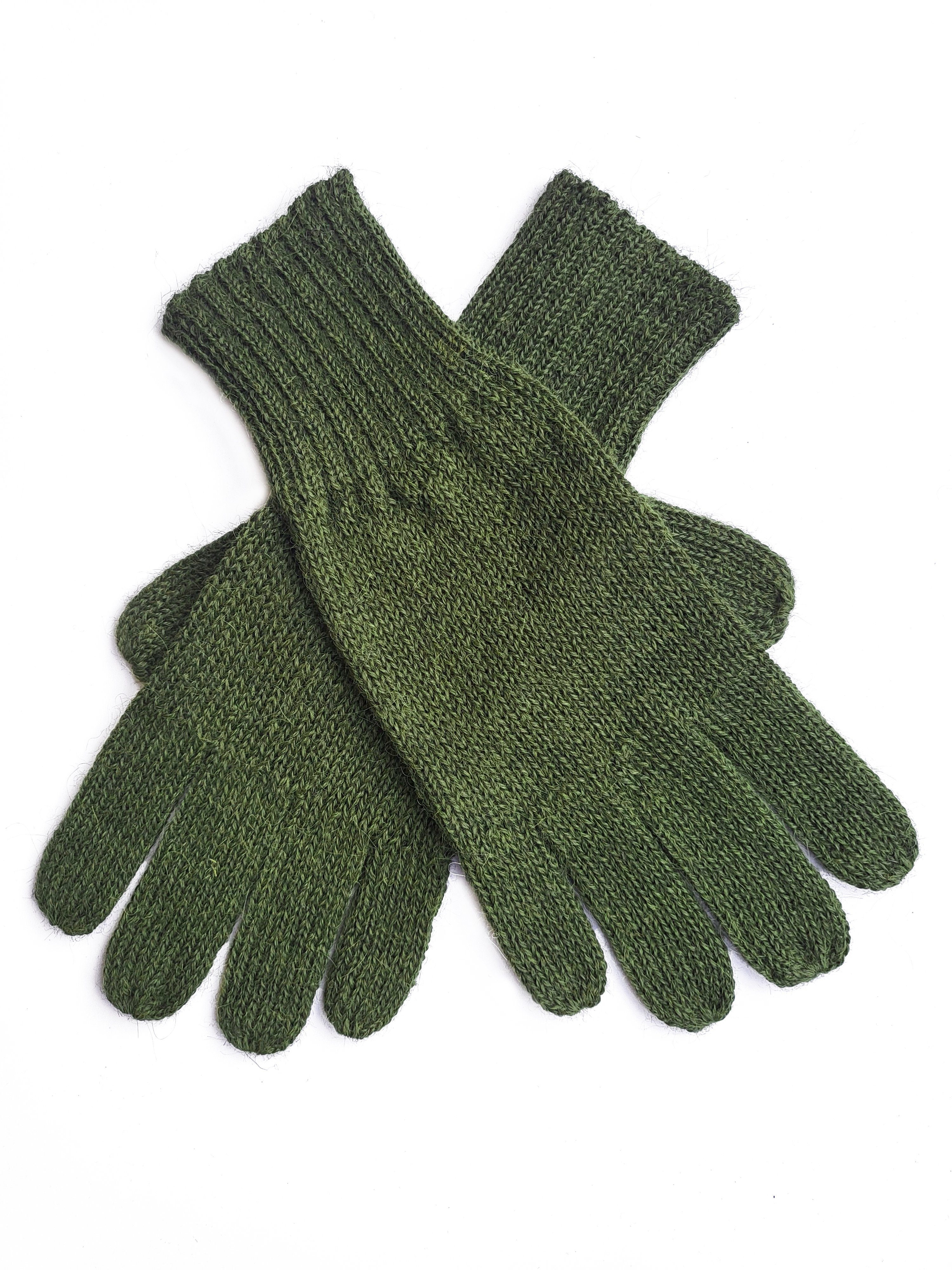Posh Gear Strickhandschuhe Guantino Alpaka Fingerhandschuhe aus 100% Alpakawolle oliv grün