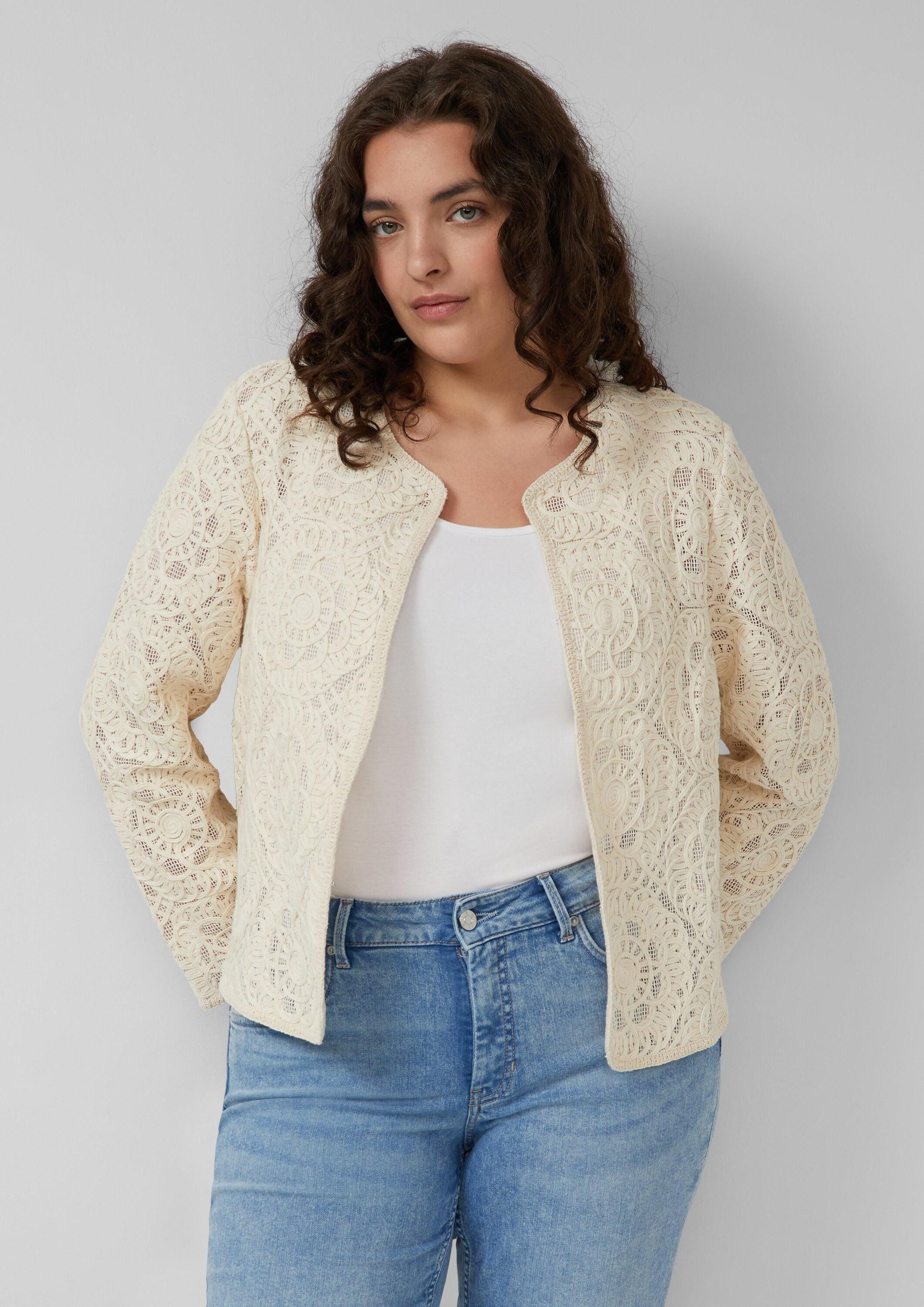 s.Oliver Funktionsjacke Indoor-Jacke Verkürzte Jacke aus Häkelspitze
