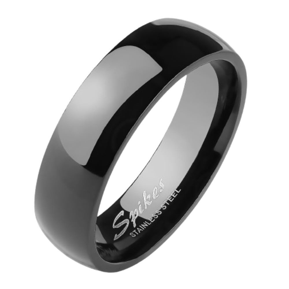 Fingerring Ring klassisch glänzend Schwarz aus Edelstahl Unisex